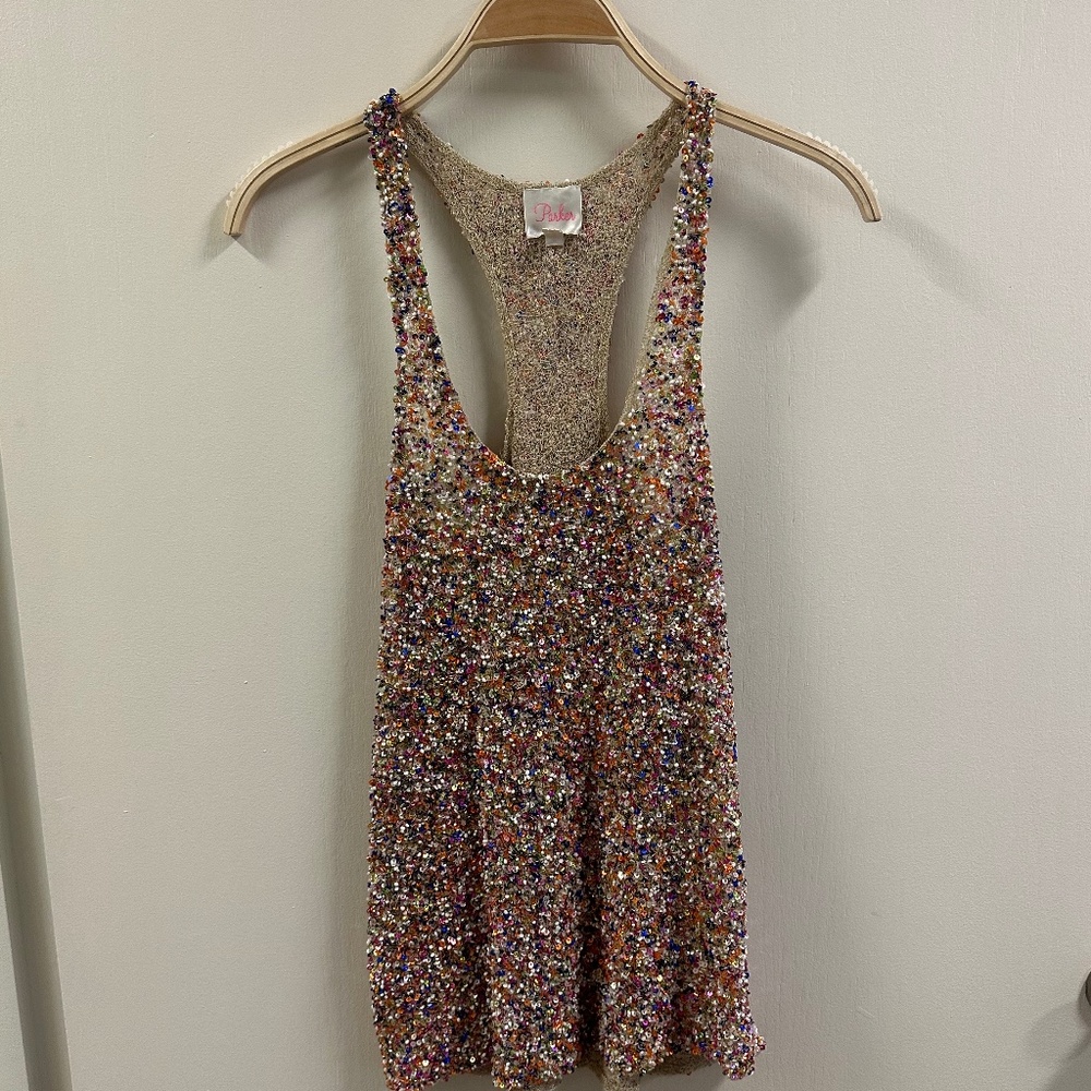 Parker New York Sequin Beaded Tank Top | Size S